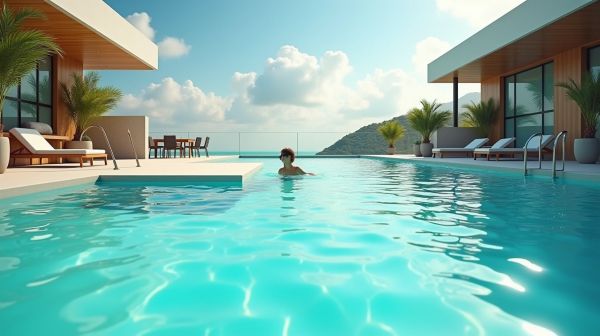 Piscine coque fond plat pour jeux aquatiques avec Neptune Piscines