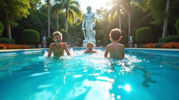 Piscine coque fond plat pour jeux aquatiques avec Neptune Piscines